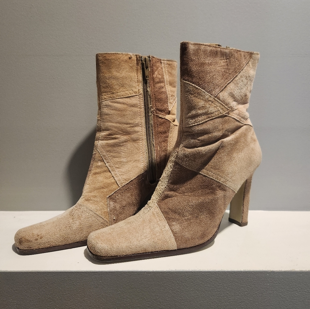 Vintage Suede Heeled Boots